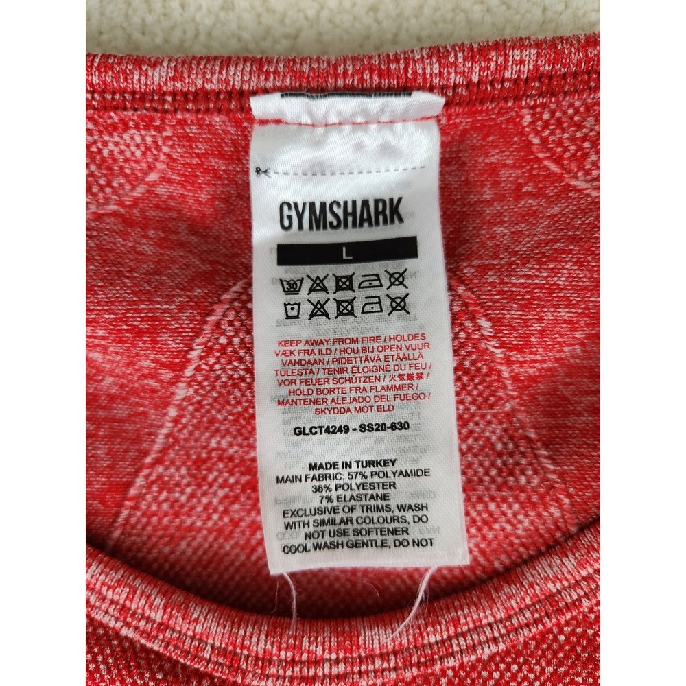 Red Gymshark Long Sleeve Crop Top Athletic Shirt Women's Size Large Keyhole Back - Picture 6 of 9